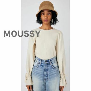 マウジー(moussy)のMOUSSY マウジー　カットソー　アイボリー　フレア袖　パフ　スリーブ　リボン(カットソー(長袖/七分))