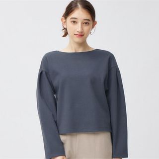 ジーユー(GU)の【試着のみ】GU ショルダータック プルオーバー ネイビー Sサイズ(シャツ/ブラウス(長袖/七分))