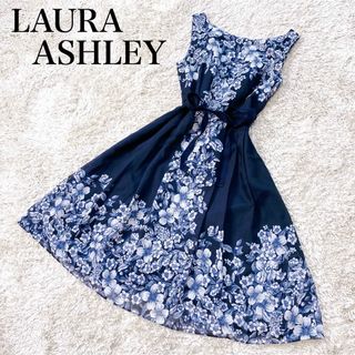 ローラアシュレイ(LAURA ASHLEY)の【美シルエット♡】ローラアシュレイ フラワー フレア ノースリーブ ワンピース(ひざ丈ワンピース)