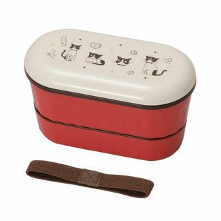 ナカノ 弁当箱 猫 2段 仕切付き ランチベルト付き Potter ハッピーキャ(弁当用品)