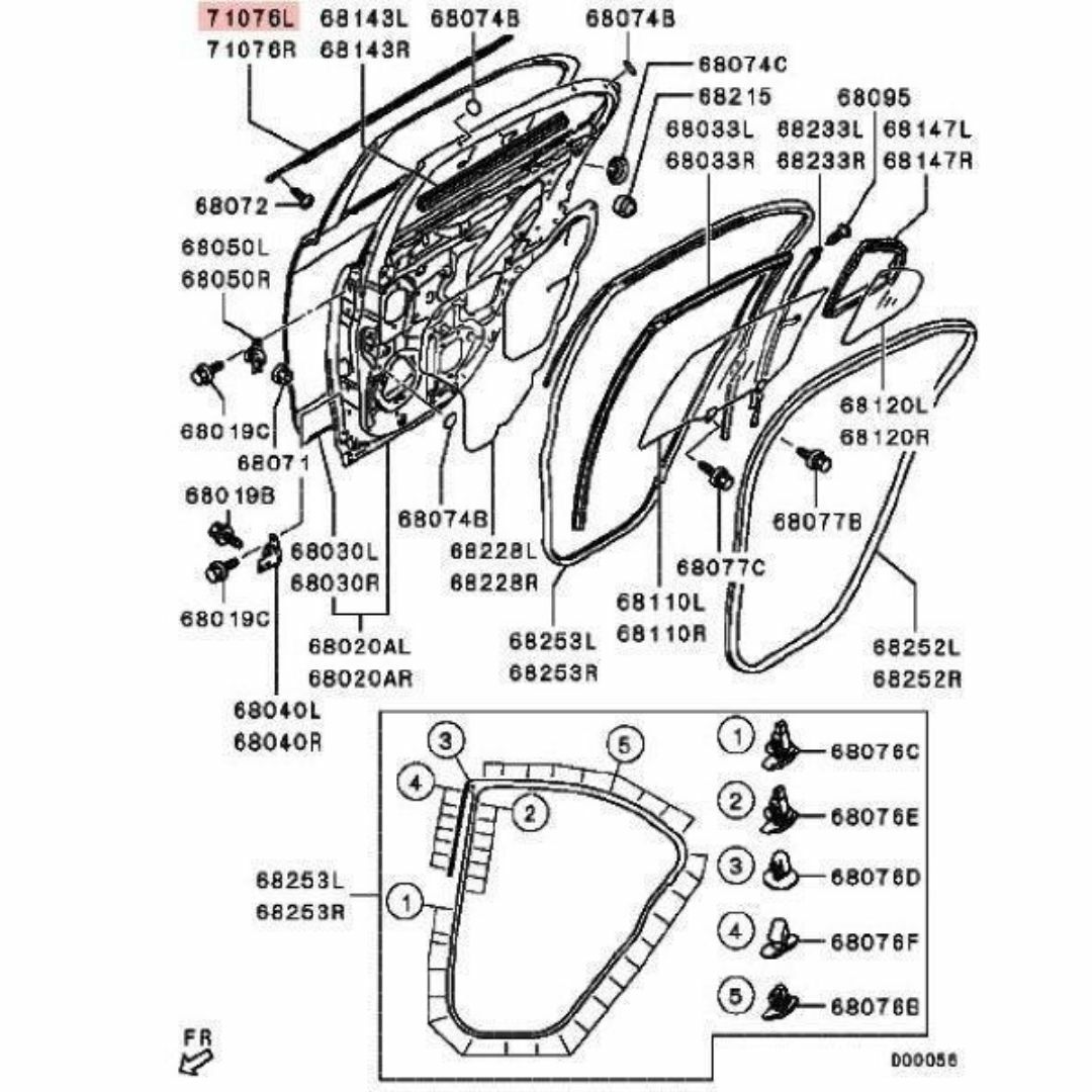 三菱(ミツビシ)のミツビシ ギャラン フォルティス モール リヤ ドア ウインドウ  RH 自動車/バイクの自動車(車種別パーツ)の商品写真