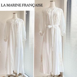 LA MARINE FRANCAISE - マリンフランセーズ　7分袖　刺繍ガウンワンピース　フリーサイズ　ホワイト