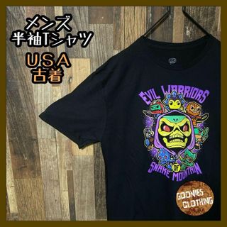 メンズ ブラック キャラクター マンガ L USA古着 半袖 Tシャツ(Tシャツ/カットソー(半袖/袖なし))