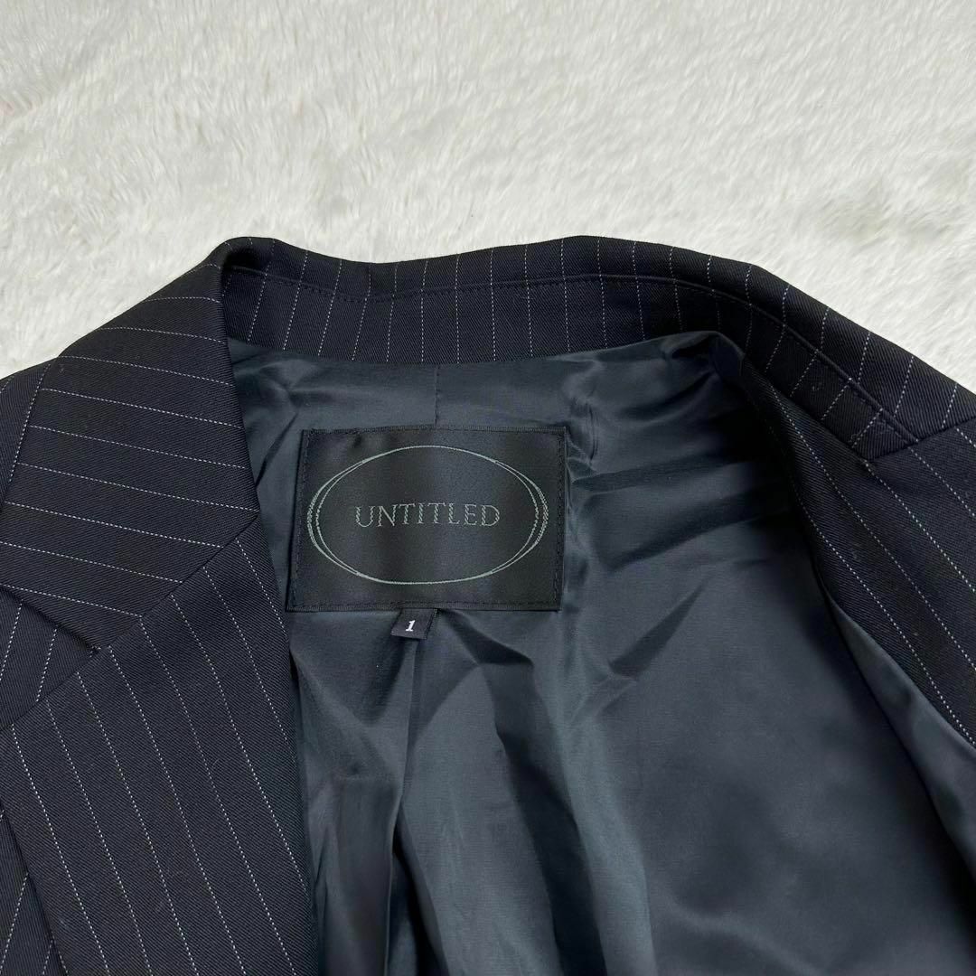 UNTITLED(アンタイトル)のアンタイトル✨パンツセットアップ ストライプ ブラックサイズ1(Sサイズ) レディースのフォーマル/ドレス(スーツ)の商品写真