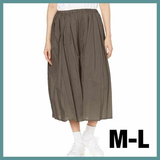 リラックスウェア キャンブリック裏付きワイドパンツ レディース　M L(バギーパンツ)