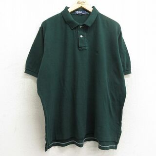 ラルフローレン(Ralph Lauren)のXL★古着 ラルフローレン Ralph Lauren 半袖 ブラント ポロ シャツ メンズ 90年代 90s ワンポイントロゴ 大きいサイズ コットン 鹿の子 緑 グリーン 24apr10 中古 トップス(ポロシャツ)