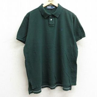 ラルフローレン(Ralph Lauren)のXL★古着 ラルフローレン Ralph Lauren 半袖 ブラント ポロ シャツ メンズ 90年代 90s ワンポイントロゴ 大きいサイズ コットン 鹿の子 緑 グリーン 24apr10 中古 トップス(ポロシャツ)