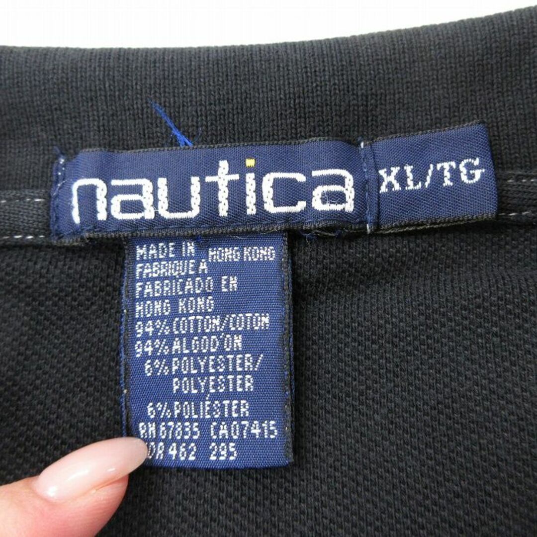 NAUTICA(ノーティカ)のXL★古着 ノーティカ NAUTICA 半袖 ブラント ポロ シャツ メンズ 90年代 90s ワンポイントロゴ 鹿の子 黒他 ブラック チェック 24apr10 中古 トップス メンズのトップス(ポロシャツ)の商品写真