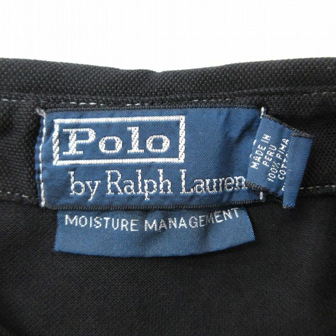 Ralph Lauren(ラルフローレン)のL★古着 ラルフローレン Ralph Lauren 半袖 ブラント ポロ シャツ メンズ 90年代 90s ワンポイントロゴ コットン 鹿の子 黒 ブラック 24apr10 中古 トップス メンズのトップス(ポロシャツ)の商品写真