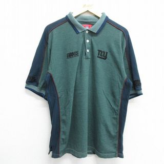 XL★古着 半袖 ポロ シャツ メンズ 00年代 00s NFL ニューヨークジャイアンツ 鹿の子 緑他 グリーン アメフト スーパーボウル 24apr10 中古 トップス(ポロシャツ)