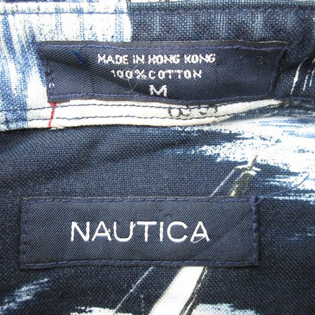 NAUTICA(ノーティカ)のXL★古着 ノーティカ NAUTICA 半袖 ブランド シャツ メンズ ヨット ロング丈 コットン ボタンダウン 紺他 ネイビー 24apr10 中古 トップス メンズのトップス(シャツ)の商品写真