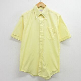 M★古着 半袖 シャツ メンズ 80年代 80s ボタンダウン 黄色 イエロー 24apr10 中古 トップス(シャツ)