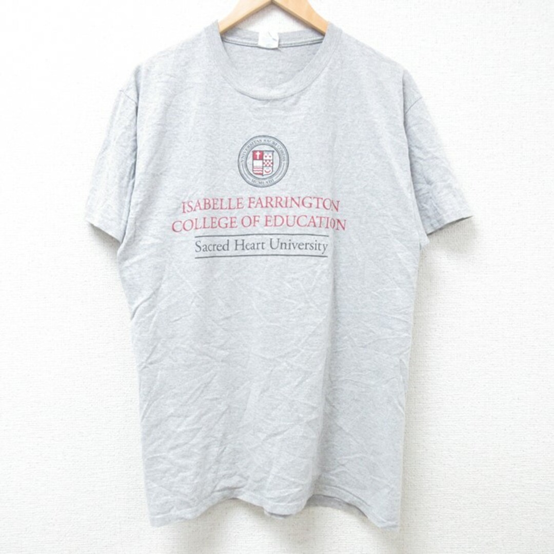 L★古着 半袖 Tシャツ メンズ Sacred Heart 大学 クルーネック グレー 霜降り 24apr10 中古 メンズのトップス(Tシャツ/カットソー(半袖/袖なし))の商品写真