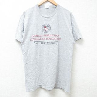 L★古着 半袖 Tシャツ メンズ Sacred Heart 大学 クルーネック グレー 霜降り 24apr10 中古(Tシャツ/カットソー(半袖/袖なし))