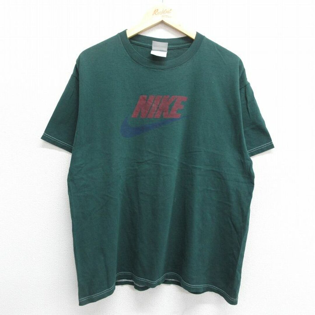 NIKE(ナイキ)のXL★古着 ナイキ NIKE 半袖 ビンテージ Tシャツ メンズ 00年代 00s ビッグロゴ コットン クルーネック 緑 グリーン 24apr10 中古 メンズのトップス(Tシャツ/カットソー(半袖/袖なし))の商品写真