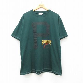 アディダス(adidas)のXL★古着 アディダス adidas 半袖 ビンテージ Tシャツ メンズ 00年代 00s パイレーツ 大きいサイズ コットン クルーネック 緑 グリーン 24apr10 中古(Tシャツ/カットソー(半袖/袖なし))