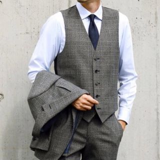 スーツカンパニー(THE SUIT COMPANY)のREDA社生地スーツカンパニーテーラードベスト　グレンチェック　M 新品　ジレ(ベスト)