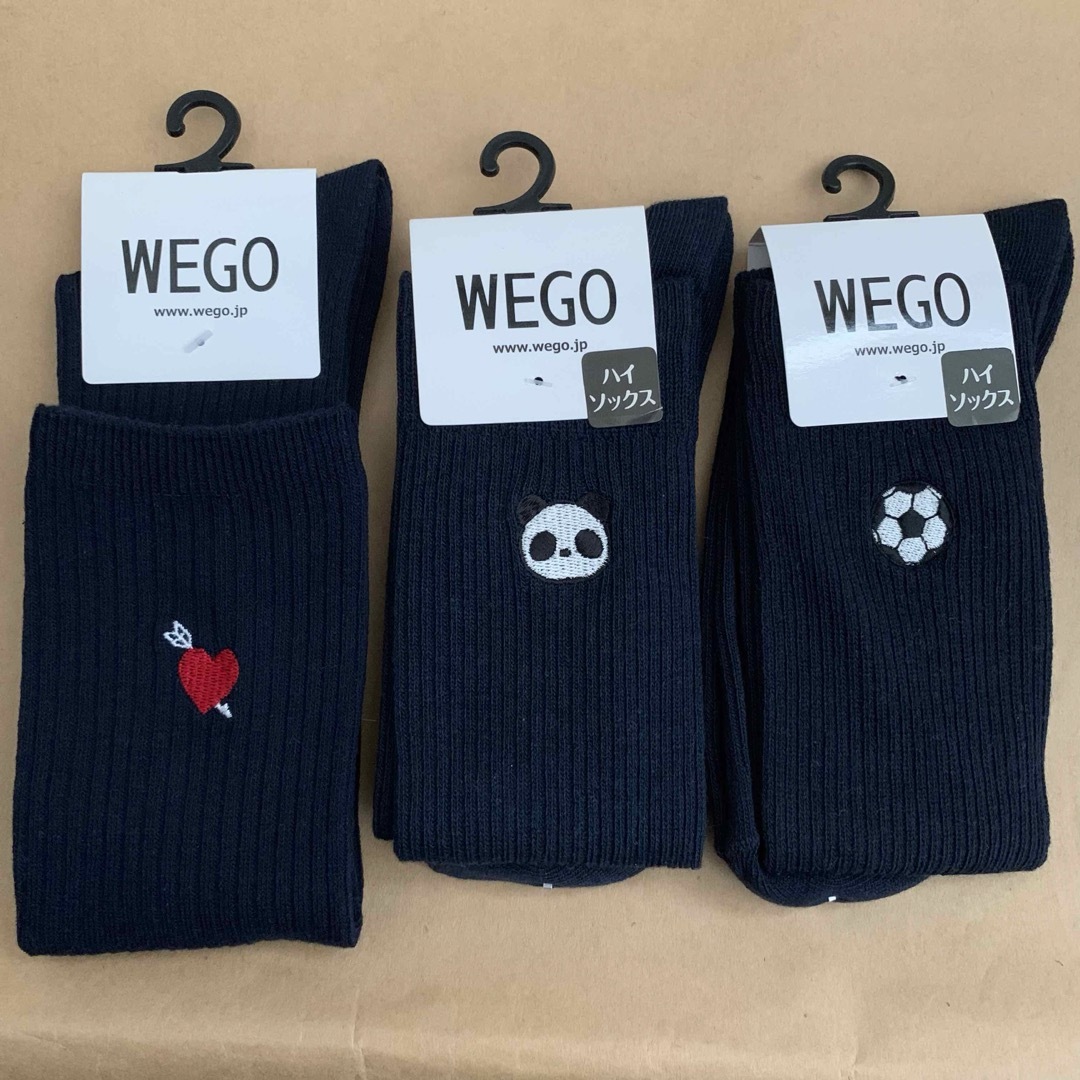 WEGO(ウィゴー)のWEGO スクールソックス ハイソックス 3足 ハート パンダ サッカー レディースのレッグウェア(ソックス)の商品写真