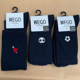 ウィゴー(WEGO)のWEGO スクールソックス ハイソックス 3足 ハート パンダ サッカー(ソックス)