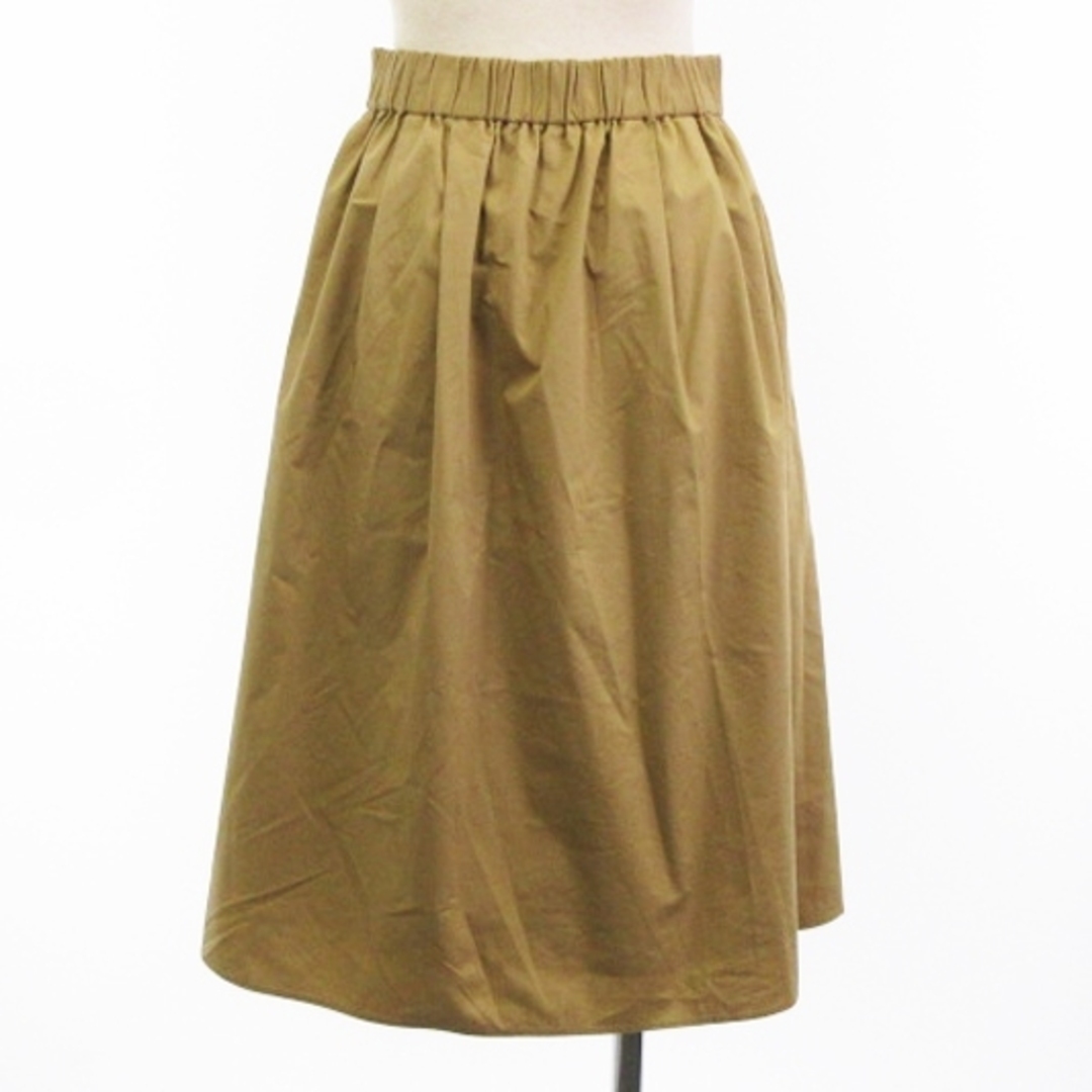UNTITLED(アンタイトル)のアンタイトル シャーティング タック フレア スカート ひざ丈 ベージュ 1 レディースのスカート(ひざ丈スカート)の商品写真