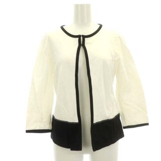 クレージュ(Courreges)のクレージュ バイカラーカーディガン 長袖 九分袖 コットン 38 白 黒(カーディガン)