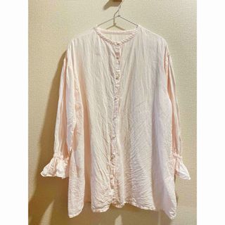 ネストローブ(nest Robe)のネストローブ　リネン近江晒しラッフル袖2WAYブラウス  ピンク(シャツ/ブラウス(長袖/七分))