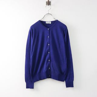 ジョンスメドレー(JOHN SMEDLEY)のイギリス製 ジョンスメドレー JOHN SMEDLEY SEA ISLAND COTTON クルーネック カーディガン M/ブルー 羽織り 綿 【2400013814157】(カーディガン)