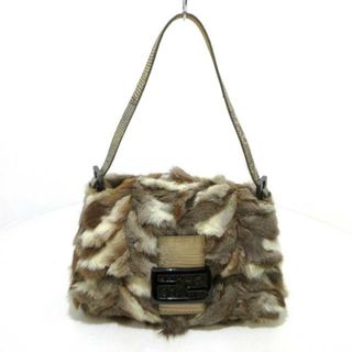 フェンディ(FENDI)のFENDI(フェンディ) ハンドバッグ レディース マンマバケット 8BR180 ベージュ×ダークブラウン×マルチ ラインストーン ラビット(ラパン)×リザード(ハンドバッグ)