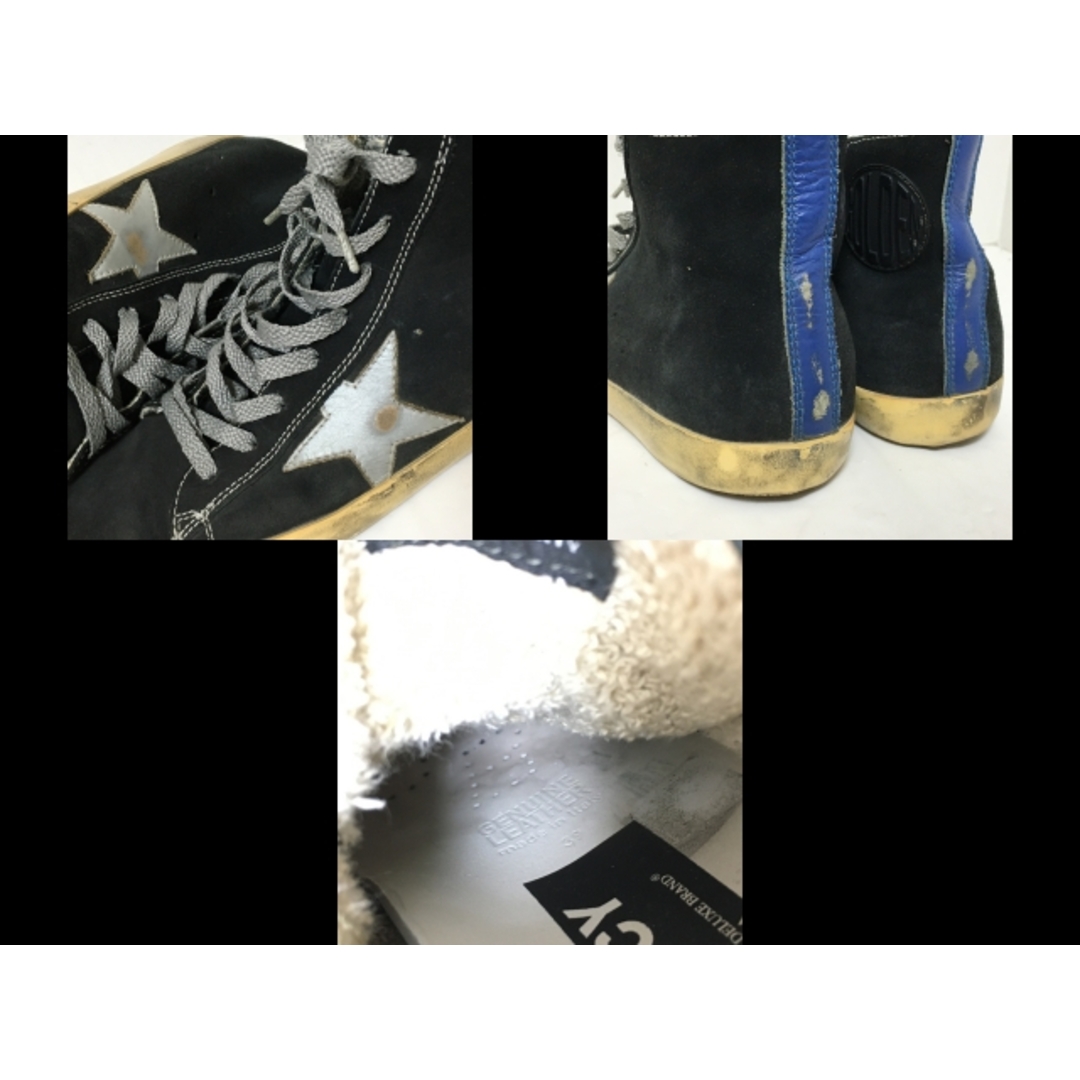 GOLDEN GOOSE(ゴールデングース)のGOLDEN GOOSE(ゴールデングース) スニーカー 39 メンズ - 黒×ブルー スター(星)/インソール取外し可/ハイカット スエード×レザー メンズの靴/シューズ(スニーカー)の商品写真