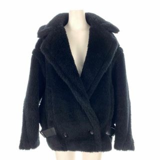 Max Mara(マックスマーラ) コート レディース テディベア  ショート コート 108603166 黒 長袖/アルパカ×ウール×シルク/ジップアップ/冬 ウール、アルパカ