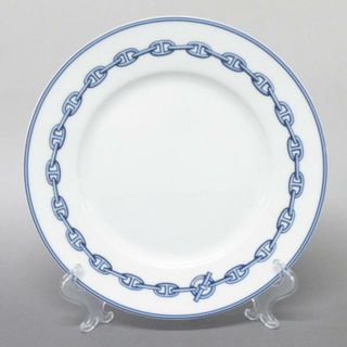 エルメス(Hermes)のHERMES(エルメス) プレート新品同様  白×ネイビー シェーヌダンクル 陶器(食器)