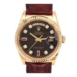 ロレックス(ROLEX)のロレックス デイデイト 36 8Pダイアモンド 2Pルビー 118138 自動巻き イエローゴールド メンズ ROLEX 【中古】 【時計】(腕時計(アナログ))