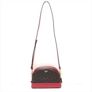 コーチ(COACH)のCOACH(コーチ) ショルダーバッグ美品  - F76674 ダークブラウン×黒×レッド PVC(塩化ビニール)×レザー(ショルダーバッグ)