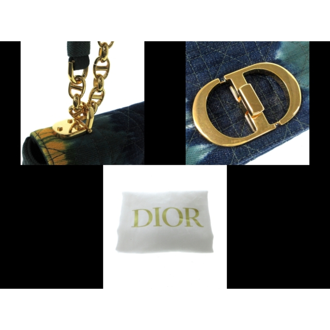 Christian Dior(クリスチャンディオール)のDIOR/ChristianDior(ディオール/クリスチャンディオール) ショルダーバッグ レディース美品  ディオール カロ スモール バッグ ダークネイビー×ブルーグリーン×イエロー チェーンショルダー/ストラップ着脱可/タイダイ デニム レディースのバッグ(ショルダーバッグ)の商品写真