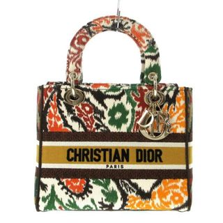 クリスチャンディオール(Christian Dior)のDIOR/ChristianDior(ディオール/クリスチャンディオール) ハンドバッグ レディース美品  レディディーライトミディアムバッグ ダークブラウン×オレンジ×マルチ ペイズリー柄/刺繍/ゴールド金具 キャンバス(ハンドバッグ)