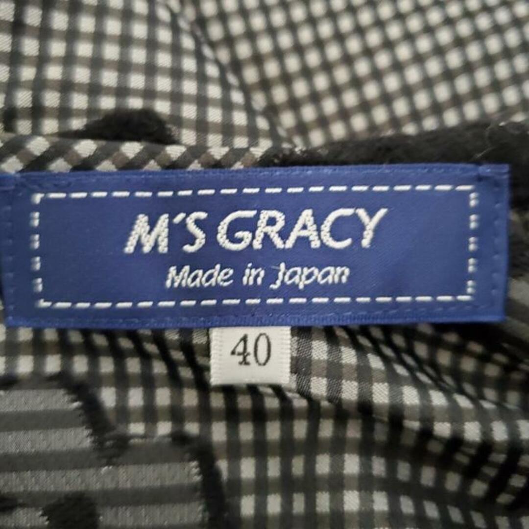 M'S GRACY(エムズグレイシー)のM'S GRACY(エムズグレイシー) 長袖カットソー サイズ40 M レディース美品  - ダークグレー×グレー×黒 クルーネック/花柄/チェック柄 レディースのトップス(カットソー(長袖/七分))の商品写真