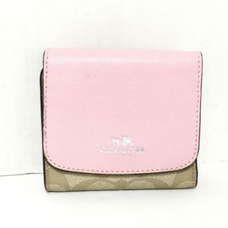 コーチ(COACH)のCOACH(コーチ) 3つ折り財布 シグネチャー柄 F53837 ライトピンク×ライトカーキ レザー×PVC(塩化ビニール)(財布)