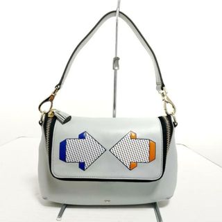 ANYA HINDMARCH - Anya Hindmarch(アニヤハインドマーチ) ハンドバッグ美品  マキシジップサッチェル グレー×黒×オレンジ ドット柄 レザー