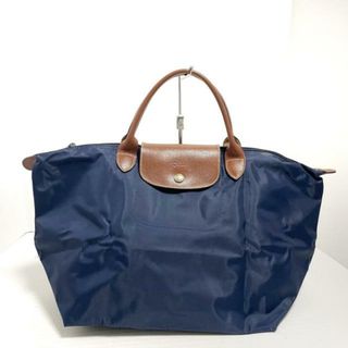 ロンシャン(LONGCHAMP)のLONGCHAMP(ロンシャン) ハンドバッグ ル・プリアージュオリジナル ダークネイビー×ダークブラウン 折りたたみ ナイロン×レザー(ハンドバッグ)