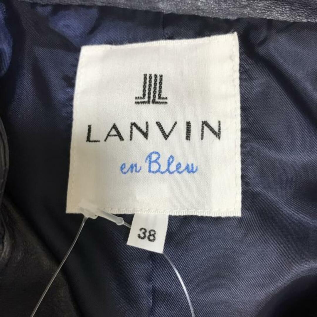 LANVIN en Bleu(ランバンオンブルー)のLANVIN en Bleu(ランバンオンブルー) ライダースジャケット サイズ38 M レディース - ネイビー 長袖/レザー/スエード/ジップアップ/秋/冬 レディースのジャケット/アウター(ライダースジャケット)の商品写真