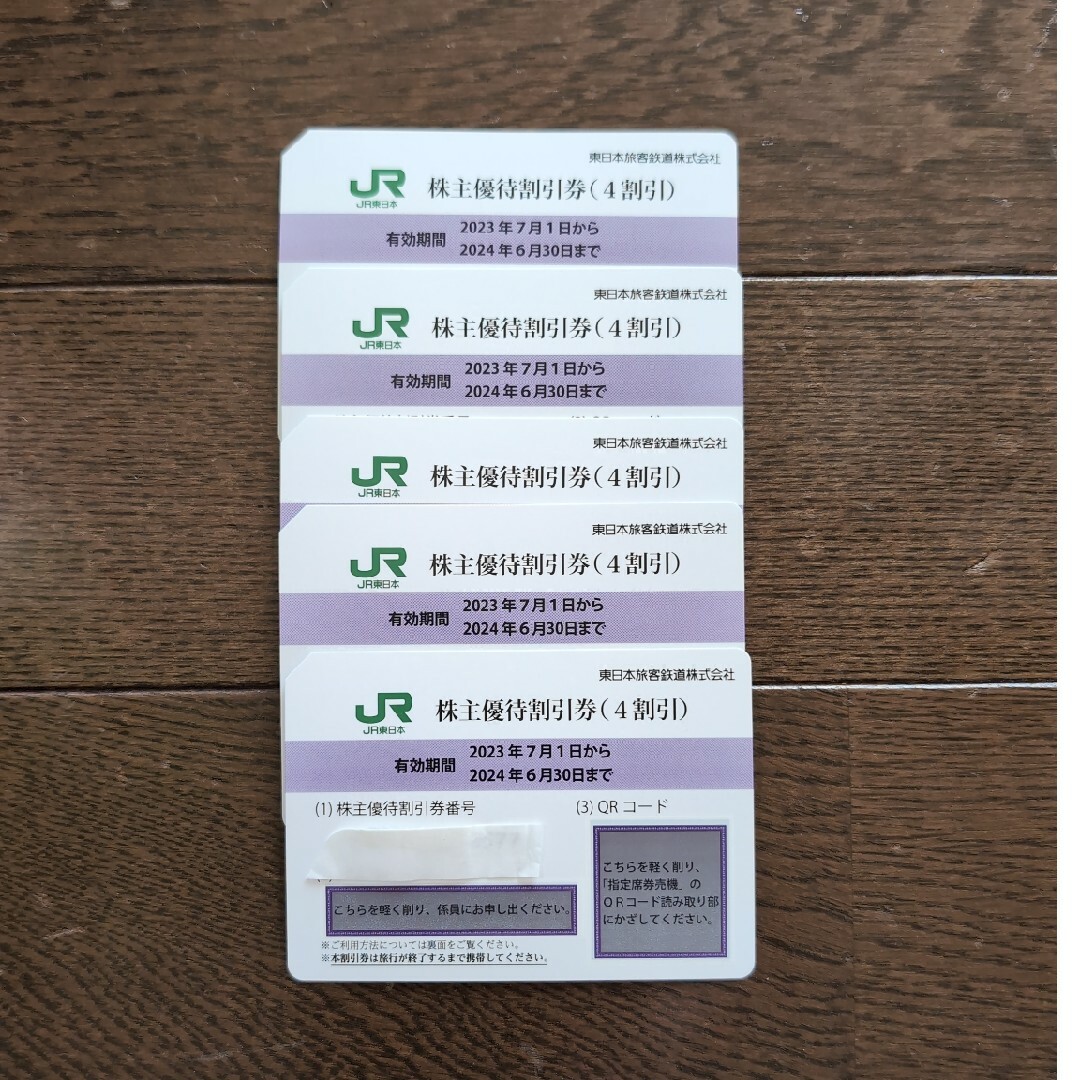 JR(ジェイアール)の値下げ　JR東日本株主優待割引券　５枚 チケットの優待券/割引券(その他)の商品写真