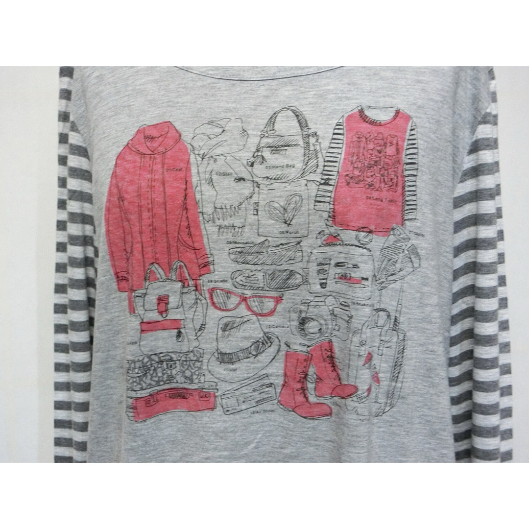 Kansai Yamamoto(カンサイヤマモト)のKANSAI BIS カンサイ　袖と後ろ身頃がボーダーになった長袖Tシャツ 15 レディースのトップス(Tシャツ(長袖/七分))の商品写真