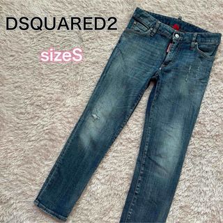 ディースクエアード(DSQUARED2)のディースクエアード2 スキニーデニム　金属ロゴ　ラインストーンリベット　サイズS(デニム/ジーンズ)