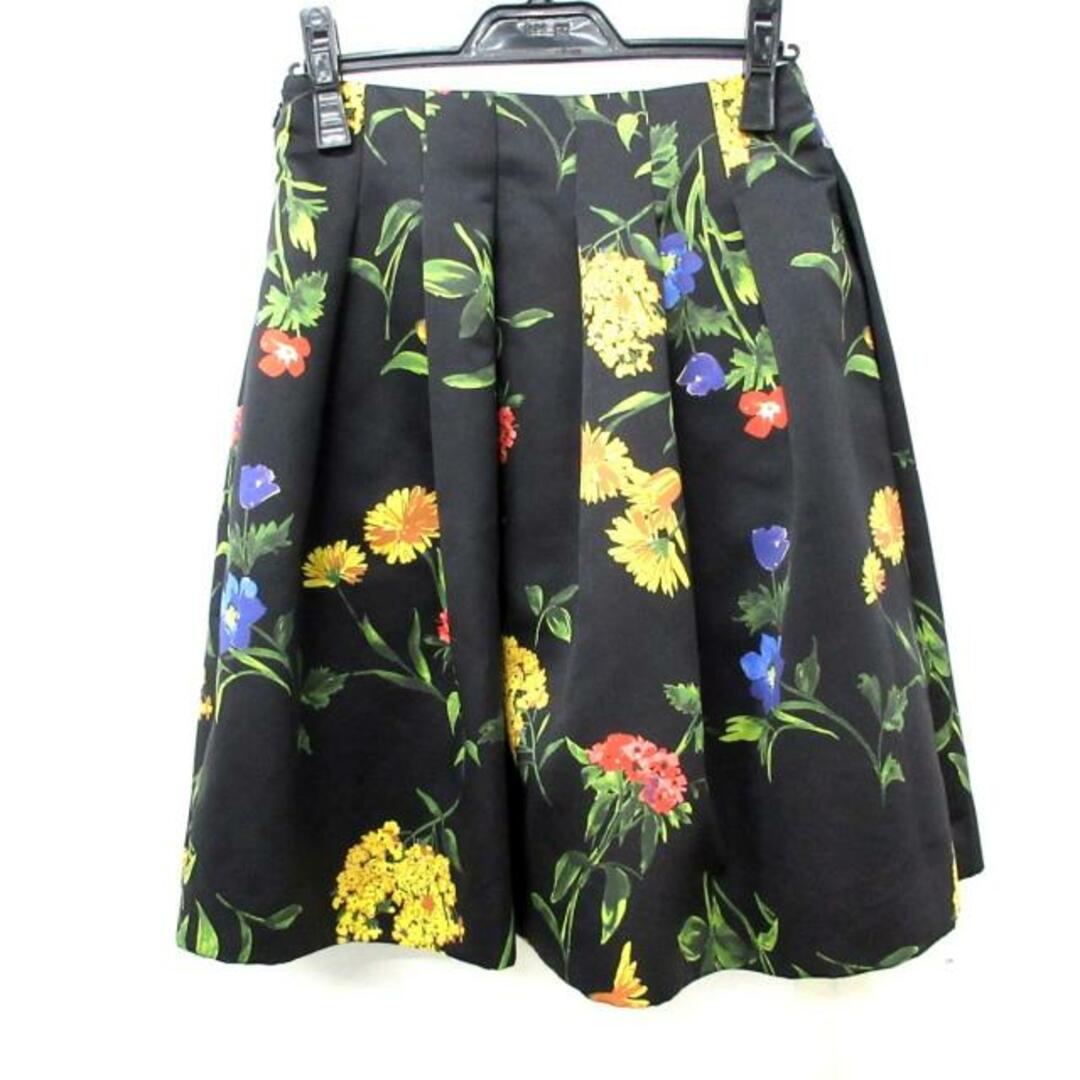 M'S GRACY(エムズグレイシー)のM'S GRACY(エムズグレイシー) スカート サイズ36 S レディース美品  - 黒×イエロー×マルチ フラワー レディースのスカート(その他)の商品写真
