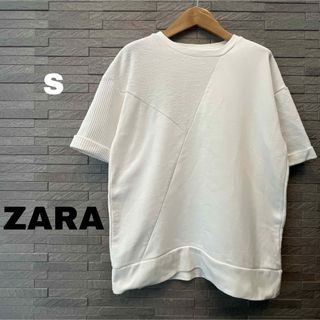 ザラ(ZARA)のザラ ZARA ホワイト アシンメトリー 半袖Tシャツ インナー S シンプル(Tシャツ/カットソー(半袖/袖なし))