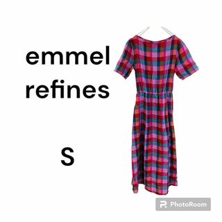 エメルリファインズ(EMMEL REFINES)のエメルリファインズ ワンピース　チェック　涼しい　半袖　個性的　パーティー　古着(ひざ丈ワンピース)