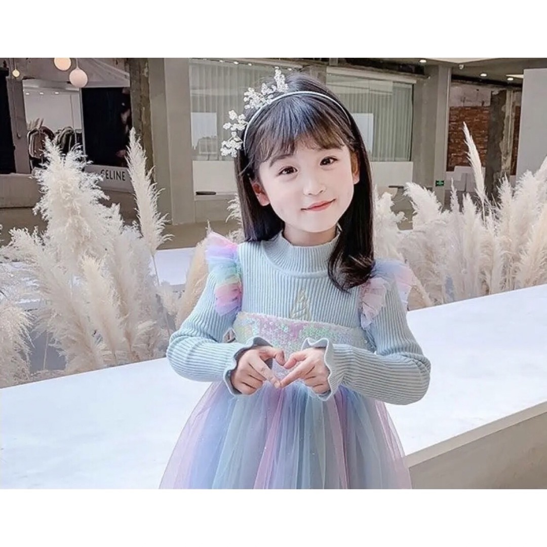 KWEA147キッズ 子供服 ワンピース タイトネック 女の子 春秋 ゆったり キッズ/ベビー/マタニティのキッズ服女の子用(90cm~)(ワンピース)の商品写真