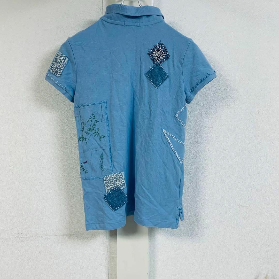 POLO（RALPH LAUREN）(ポロ)のPOLO 　ラルフローレン　ポロシャツ　刺繡　装飾　青　涼しい　ナチュラル　古着 メンズのトップス(ポロシャツ)の商品写真