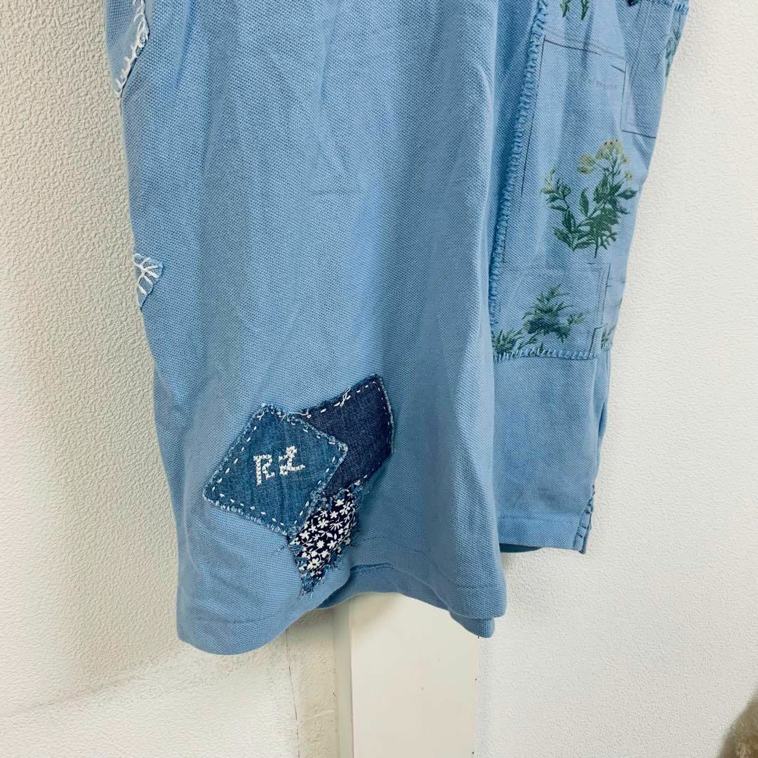 POLO（RALPH LAUREN）(ポロ)のPOLO 　ラルフローレン　ポロシャツ　刺繡　装飾　青　涼しい　ナチュラル　古着 メンズのトップス(ポロシャツ)の商品写真