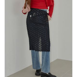 カスタネ(Kastane)のGIUNON ribbon wrap skirt / リボン巻きスカート レース(ひざ丈スカート)